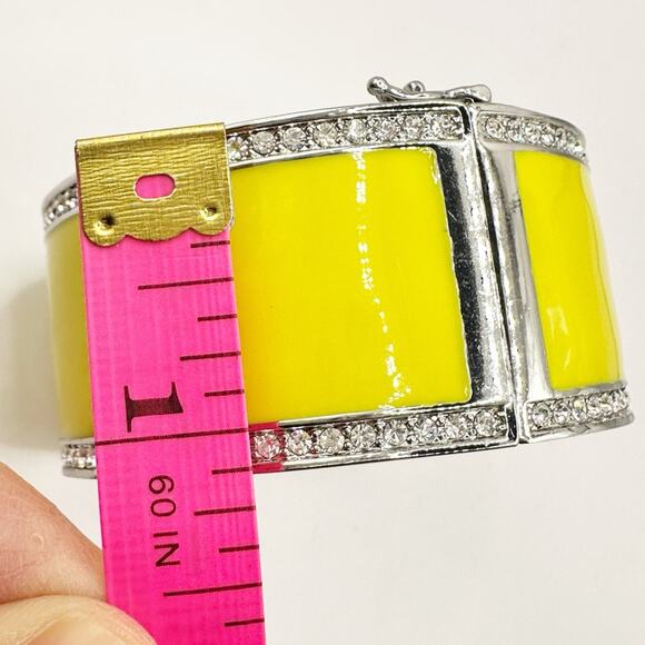 Ann Taylor Yellow Enamel Bracelet  Wide Bangle Magnetic Closure Preppy Jewelry - Picture 4 of 11
